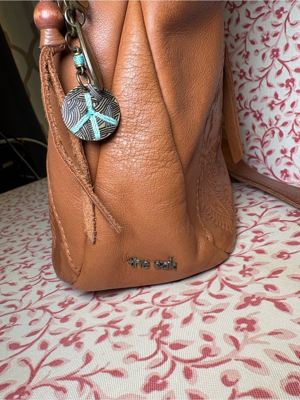 The Sak Tobacco Floral Embossed Leather Shoulder Bag - Picture 2 of 7